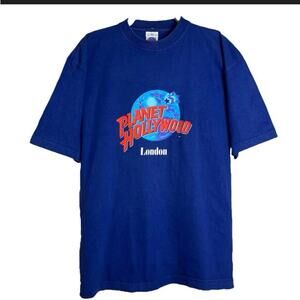 New Vtg 90s Planet Hollywood London XL tshirt blue in bag novelty collector